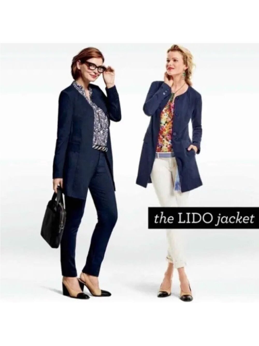 Cabi Lido Navy Blue Button Front Jacket Medium #5093 Rayon Blend
